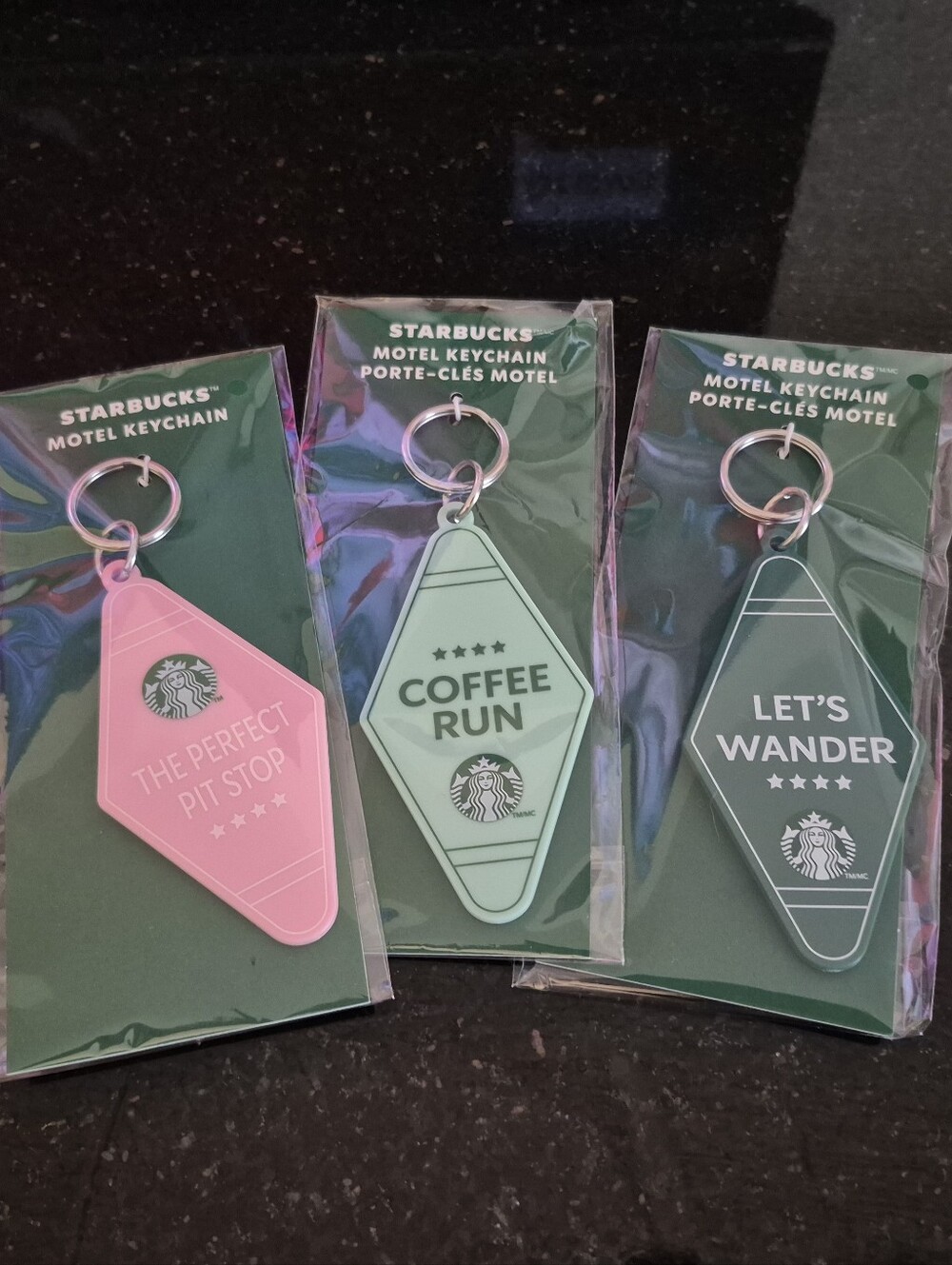Starbucks Motel Keychain Trio - Pink, Mint, Teal
